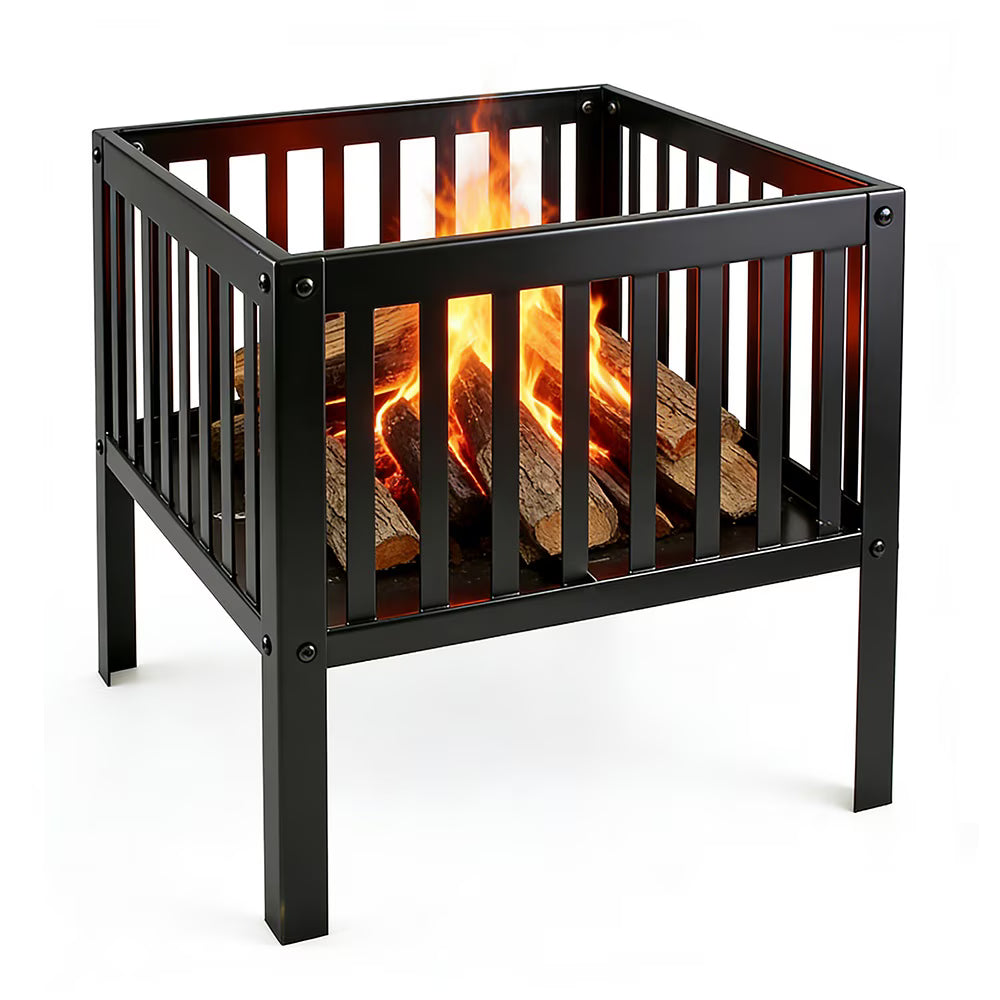 Outdoor Fire Pit, 16" Firepit, Segmart Wood Burning Fire Pit, Fire Pits for Outside, Fire Pit Table, Square Metal Firepit Table For Outside Patio, Black
