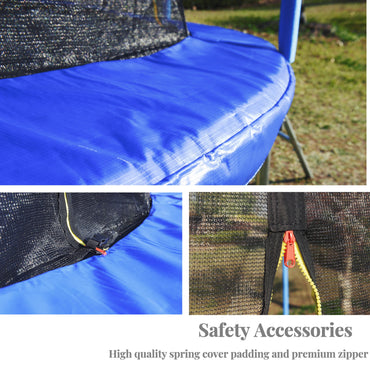 12FT Trampoline for Kids with Basketball hoop, SEGMART Upgraded Indoor Outdoor Round Trampoline with Safety Enclosure Net and Ladder, Heavy Duty Recreational Trampoline with 330LBS Capacity, Blue