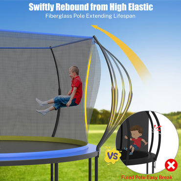 12Ft Trampoline for Kids and Adults, Segmart Outdoor Trampoline with Fiberglass Rods, Recreational Trampoline with Smart Zipper System, 800lbs Weight Capacity Trampoline for Backyard Garden Patio
