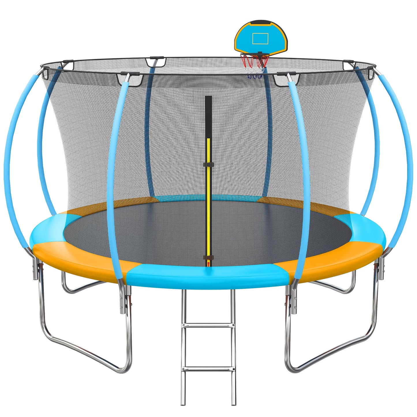 10 FT Trampoline for Kids with Basketball Hoop, SEGMART Upgraded Kids Outdoor Trampoline with Enclosure Net and Ladder, Heavy Duty Round Recreational Trampoline for Indoor Outdoor Backyard