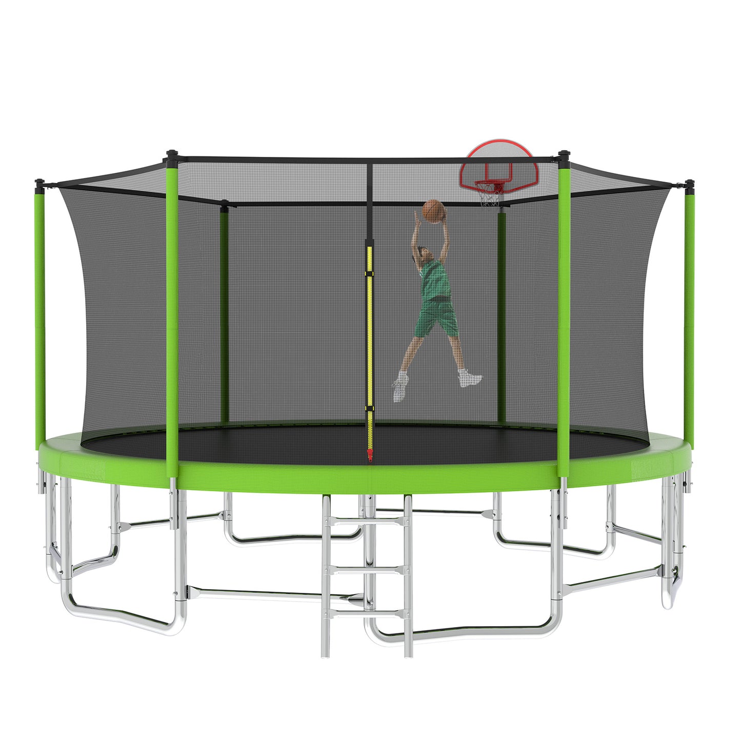 16ft Trampoline for Kids with Basketball Hoop and LED Lights, SEGMART Upgraded Kids Outdoor Trampoline with Enclosure Net and Ladder, Heavy Duty Recreational Trampoline for Indoor Outdoor Backyard
