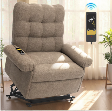 Segmart Power Lift Recliner Chair for Elderly, Heavy Duty 330lbs Antiskid Classic Fabric Linen Sofa Chair, 3 Motors Ergonomic Lounge Single Sofa with Overstuffed Arms and Remote Control