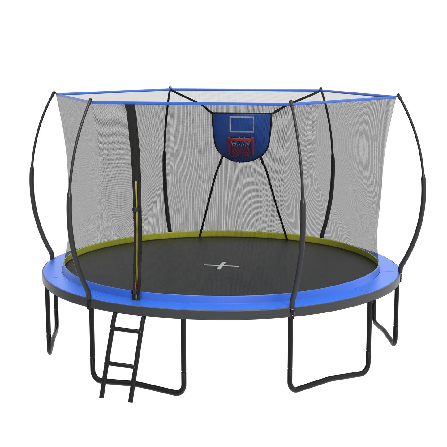 14FT Trampoline for Adults Kids, SEGMART Upgraded Round Recreational Trampoline with Basketball Hoop, Outdoor Heavy Duty Backyard Trampoline with Enclosure Net for Indoor Outdoor Backyard, Blue