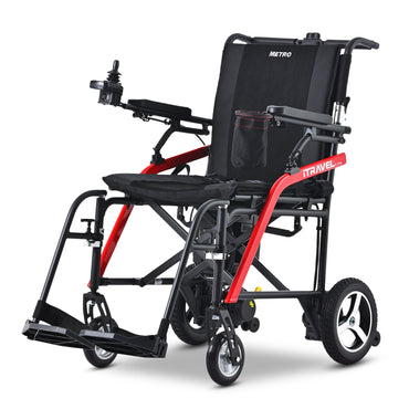 18'' 33lbs Lightweight Electric Wheelchair for Adults, Foldable Powered Wheelchair with Flip Up Armrests, Portable Travel Size Motorized Wheelchair with Cup Holder, Air Travel Allowed, Silver