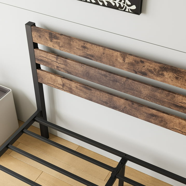 Full Size Bed Frame-Classic Metal Platform Bed Frame,Mattress Foundation with Steel Slat Support,Under Foundation Storage, No Box Spring Needed, Easy Assembly, Max Weight 400 lbs, Brown