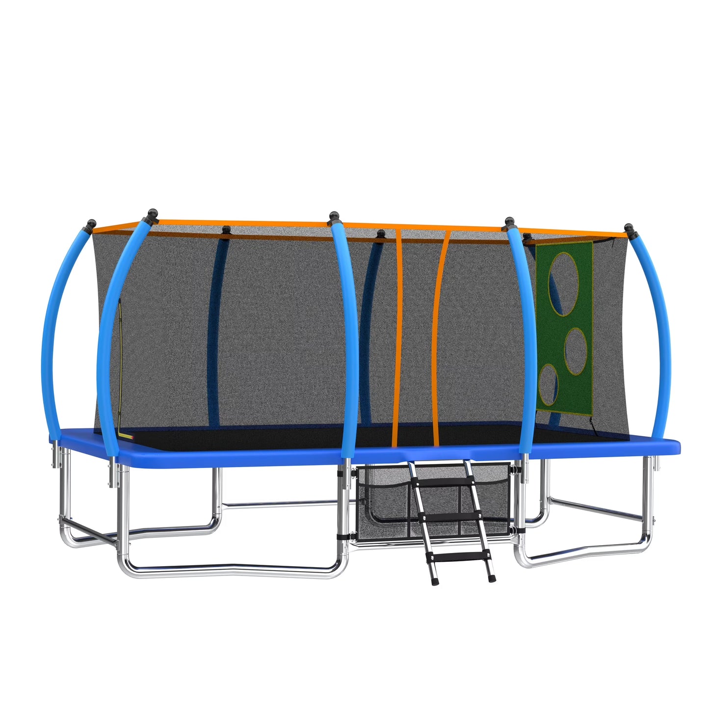8X14FT Rectangular Trampoline with Enclosure Net, SEGMART Big Outdoor Rectangle Trampoline with Basketball Hoop, Large Square Trampoline 1320LBS Weight Capacity with Ladder for Kids, Adults