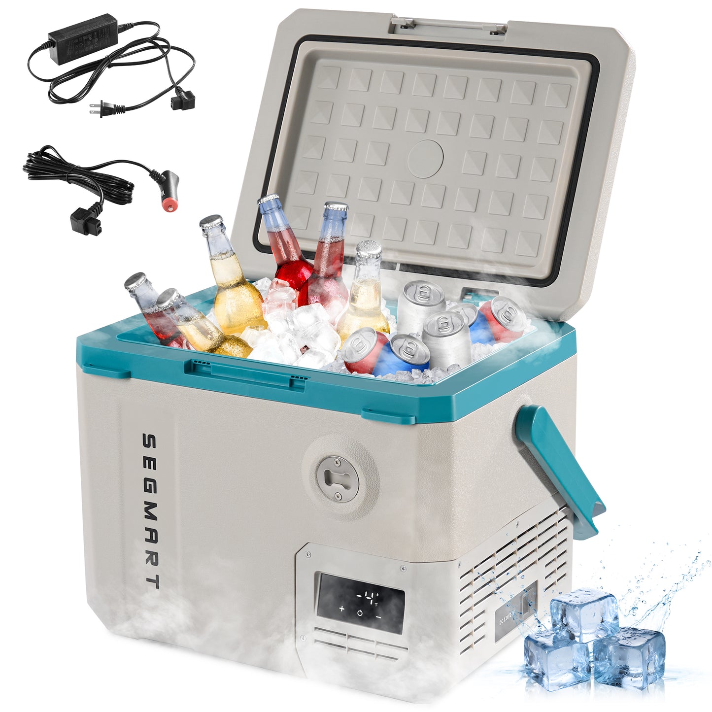 12 Volt Car Refrigerator, 14QT(13.5L) Compressor Electric Cooler -4℉ ~ 68℉ with Handle, Portable Freezer with APP Control, Car Fridge with 12/24V DC, 220 AC for Camping, Travel, Truck, Home