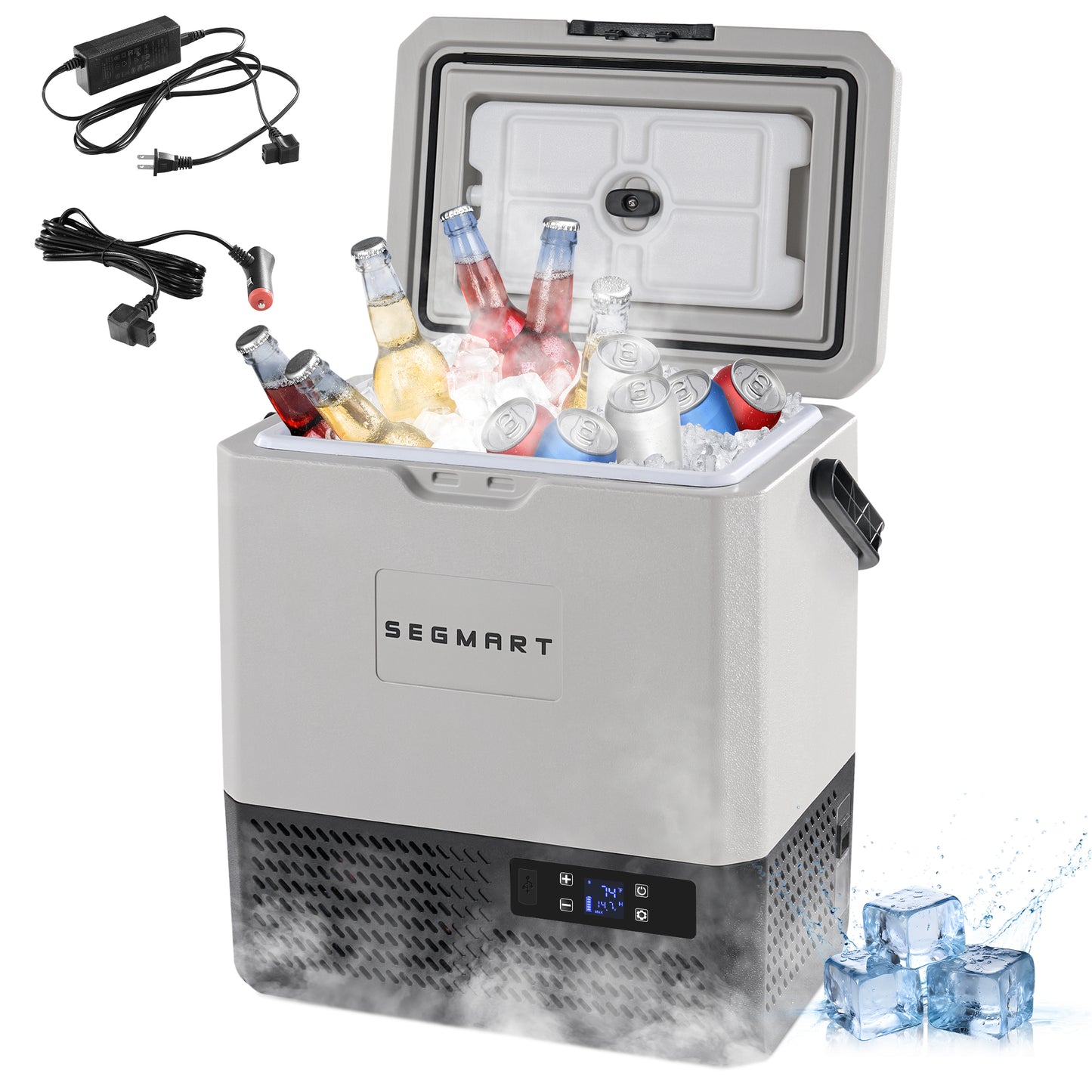 12 Volt Car Refrigerator, 14QT(13.5L) Compressor Electric Cooler -4℉ ~ 68℉ with Handle, Portable Freezer with APP Control, Car Fridge with 12/24V DC, 220 AC for Camping, Travel, Truck, Home
