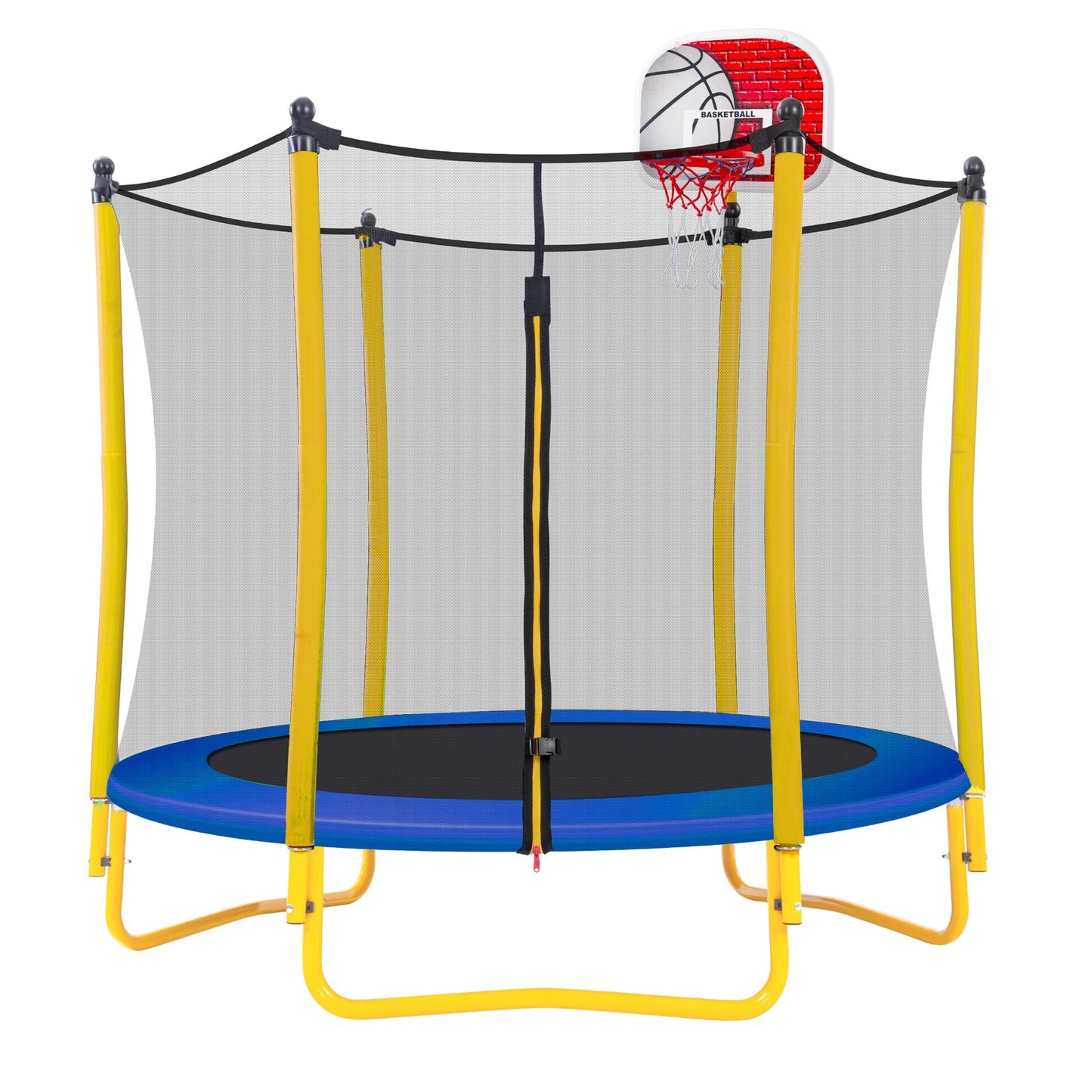 5.5FT Kids Trampoline with Basketball Hoop, SEGMART Upgraded Indoor Toddler Trampoline with Enclosure for Kids, Outdoor Round Small Trampoline with Basketball, Gift for Boys Girls