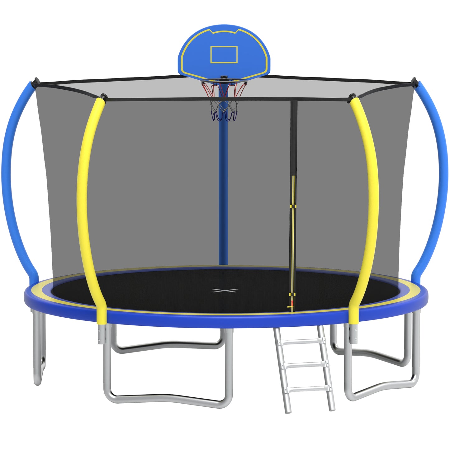 Outdoor Trampoline with Enclosure Net, Segmart 12Ft Trampolines for Kids and Adults, Recreational Trampoline with Ladder, Heavy Duty Yard Trampolines, Heavy-Duty Galvanized Steel Round Trampolines