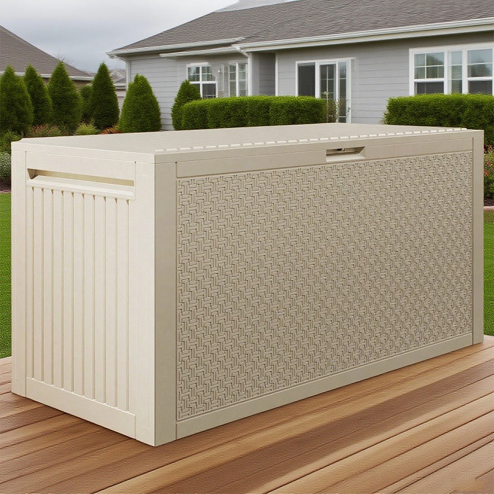 SEGMART Outdoor Deck Box Lockable,90 Gallon Outdoor Storage Box Waterproof,Patio Deck Storage for Toy,Furniture Cushions,Garden Tools and Combinable Garage