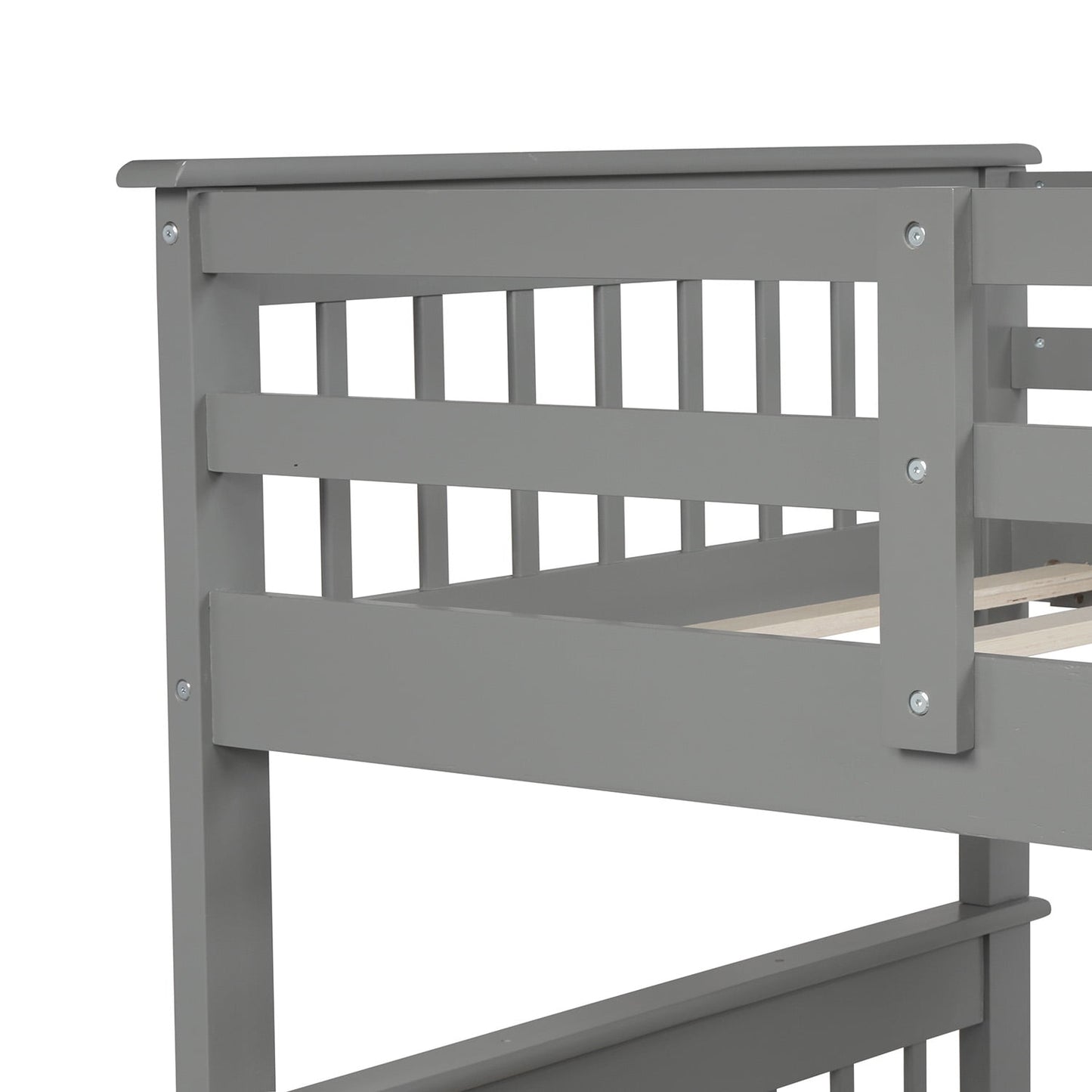 SEGMART Wood Bunk Beds , 76.97'' x 51.57'' Solid Wood Twin-Over-Full Bed, Sturdy Wood Twin-Over-Full Bunk Beds w/ 4 Storage Shelves, 4-Step Ladder, Full-Length Guardrails, 250lbs, SS665