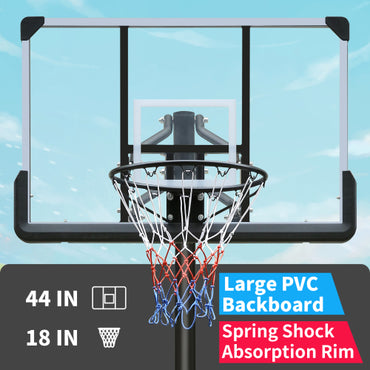 Portable Basketball Hoop Outdoor for Kids and Adults, 7.5-10ft Adjustable Basketball Hoop Goals Systems with Shatterproof Backboard, Larger Base, Segmart 44 Inch Basketball Hoop with Rebounder, Patio