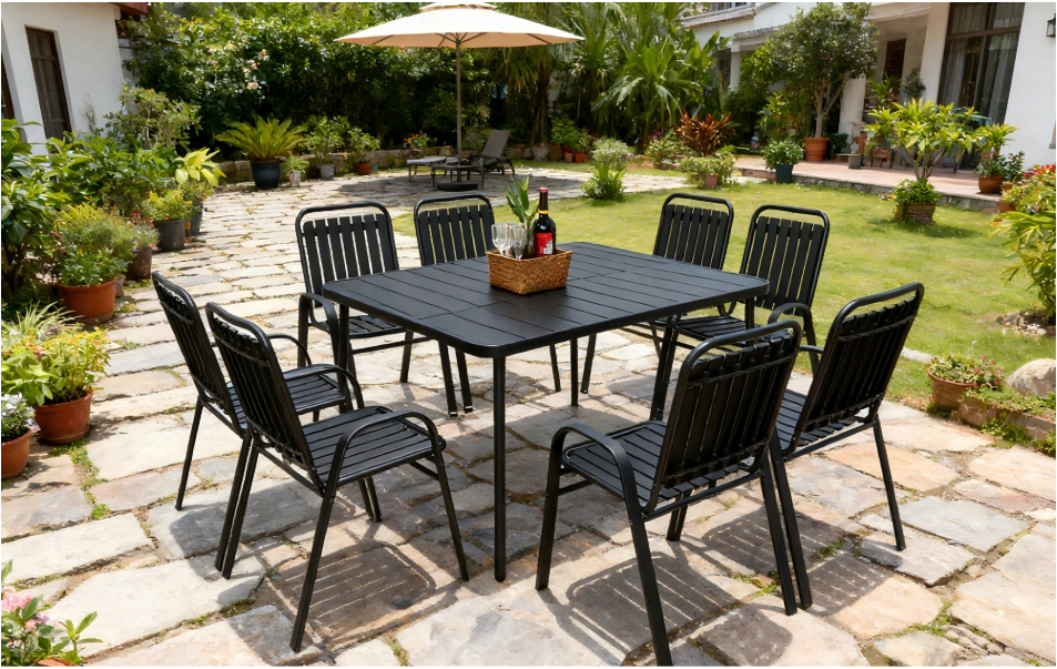 Segmart 7-piece patio dining set, outdoor furniture set with a table and four chairs, All-weather Porch,gardens, swimming pools and balconies Conversation Furniture ,black