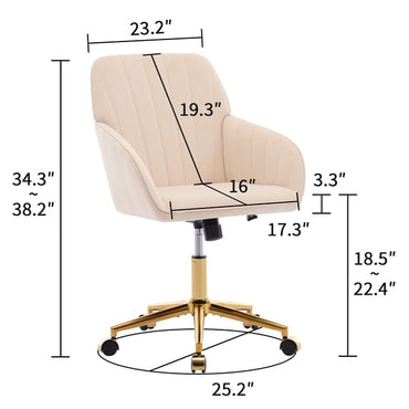 Office Chair with Memory Foam,Adjustable Swivel Desk Chair, Velvet Upholstered, Supportive Backrest for Home Office & Bedroom