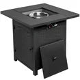 28" Fire Pit Table, Propane Fire Pit with Lid, Lava Rocks, 50000 BTU Outdoor Gas Fire Pit, Metal Square Propane Fire Pit for Outside Garden Backyard Deck Patio, Brown, LLL4008