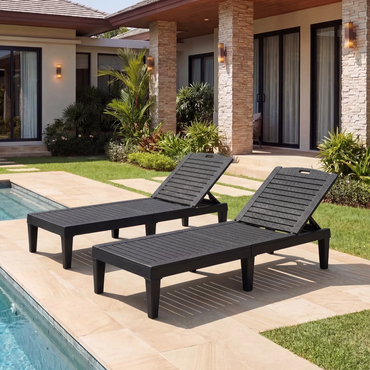 Segmart Chaise Lounge Set of 2 with Adjustable Backrest, Resin Recliner, 440 lbs