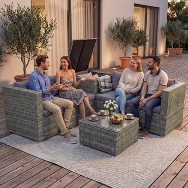 Segmart 4-Piece Rattan Wicker Sofa Set with Cushions, Glass Table & Storage Box