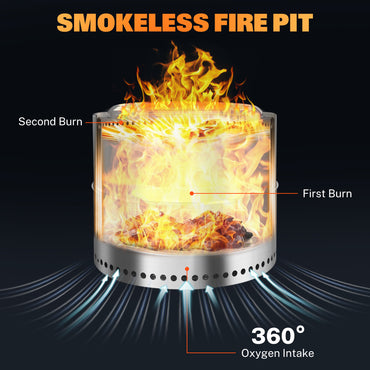 19 Inch Smokeless Fire Pit, Portable Fire Pit with Carry Bag, Low Smoke Firepit for Outside, Bonfire Fire Pit with Removable Ash Pan, Wood Burning Fire Pits for Camping Backyard Patio Garden Picnic