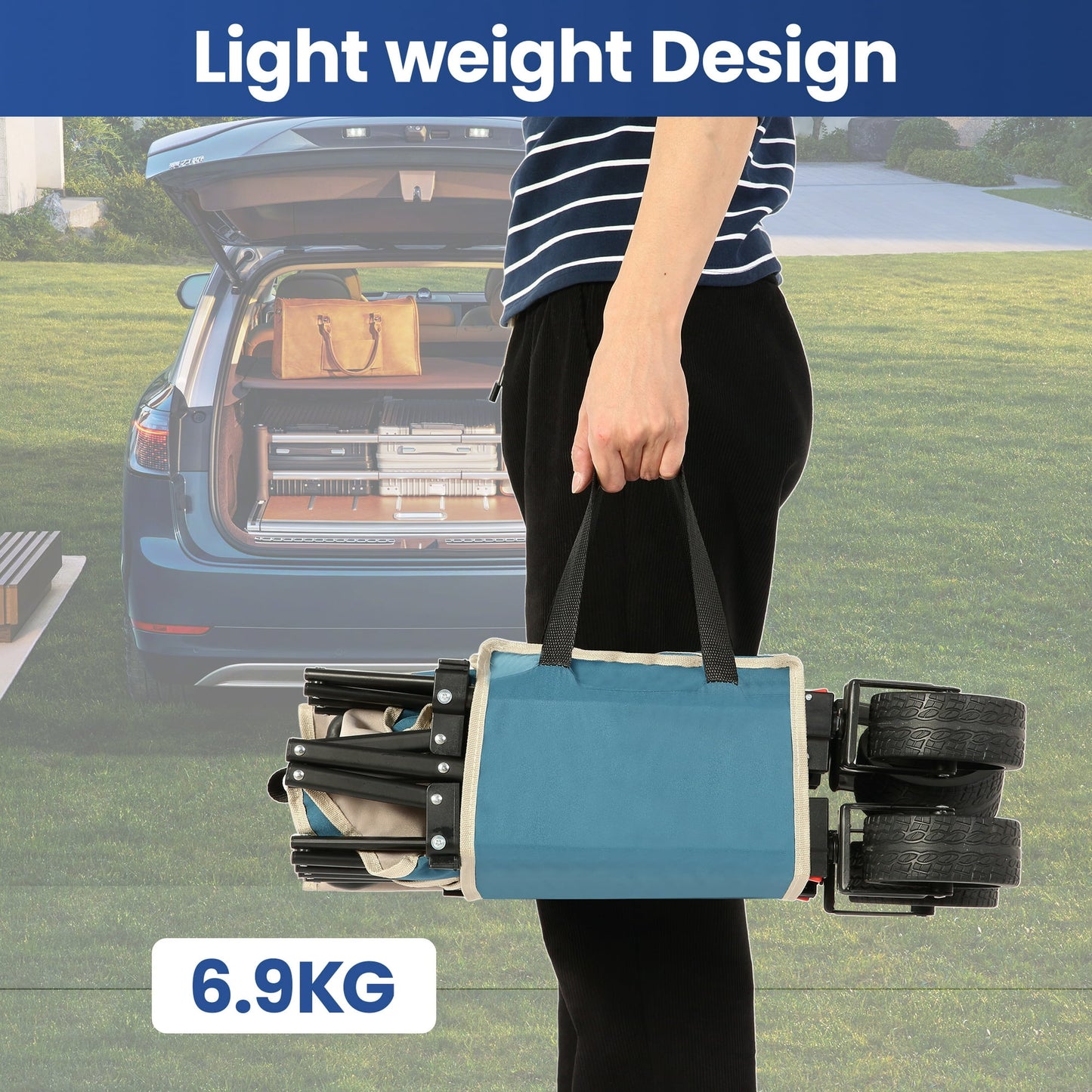 Collapsible Wagon with Wheels,Segmart Folding Wagon Cart All Terrain,Heavy Duty Garden Carts with Adjustable Handle,Utility Wagon for Outdoor Sports,Camping Shopping Fishing