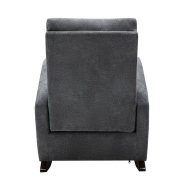 Rocking Chair Nursery Upholstered Mid Century Modern Rocker Oversized Wingback Armchair for Living Room, Grey