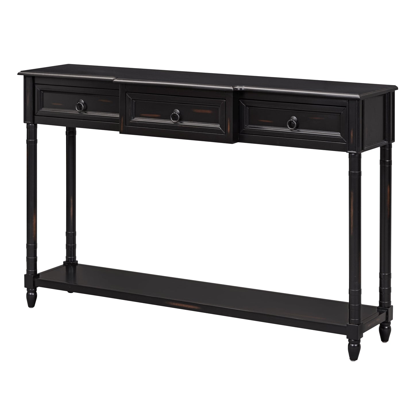 Segmart Black Console Sofa Table with 3 Drawers, Wood Buffet Sideboard Desk Bottom Shelf, Retro Tall Entryway Table MDF panel for Kitchen Dining Room Cupboard