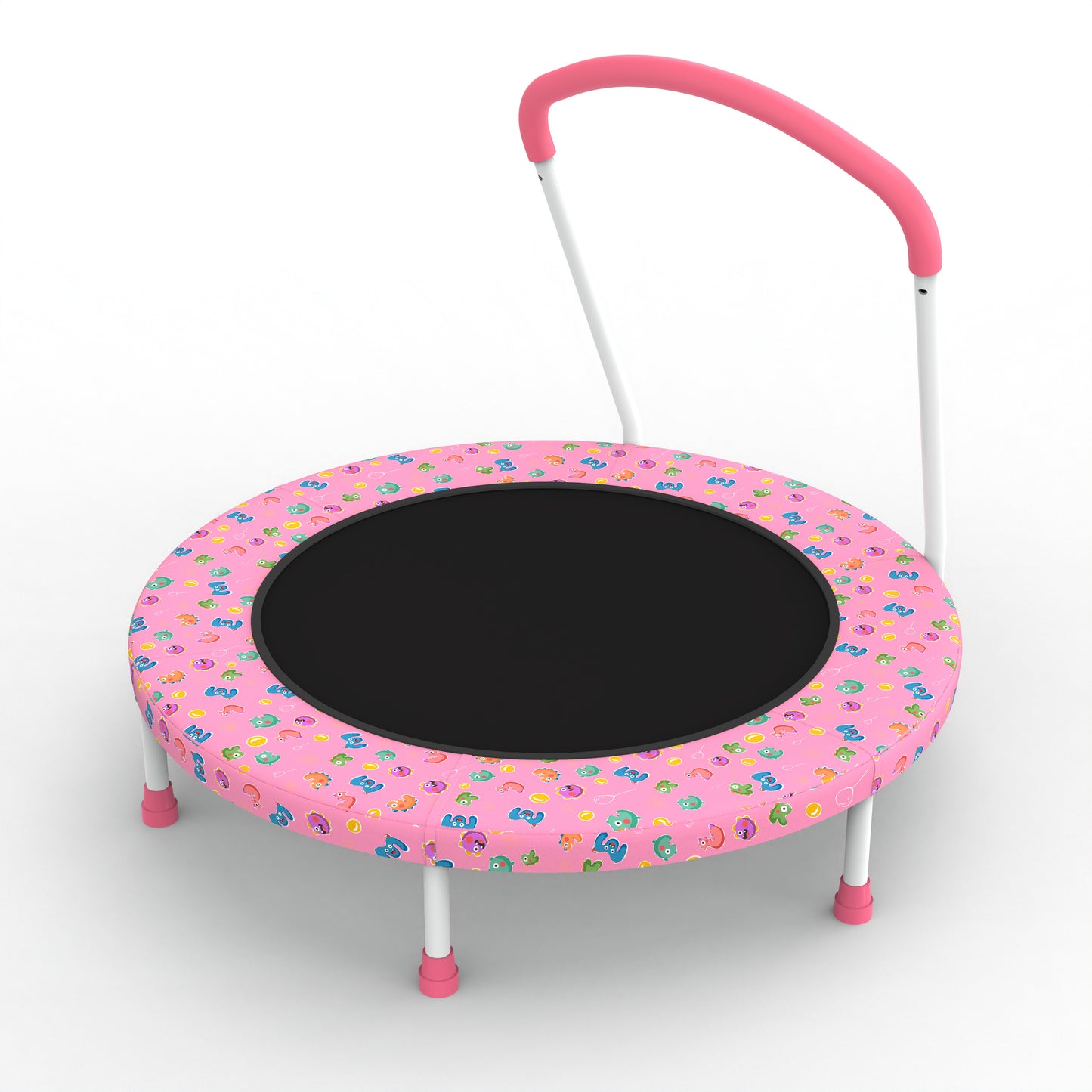 28" Mini Trampoline for Kids with Handle, Toddler Trampoline, Exercise Rebounder with Foam Handle, Indoor Trampoline, Kids Mini Trampoline, Small Rebounder Trampoline for Indoor and Outdoor Use
