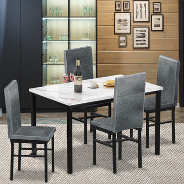 Segmart 5 Piece Adult Modern Metal Kitchen Dining Table Set, White