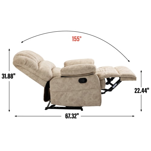 Recliner Chair for Elderly, Heavy Duty 350lbs Classic Plush Velvet Sofa Chair, Ergonomic Lounge Single Sofa with 3 Positions Lift, Plush Arms and Remote Control, Storage Pockets, Beige