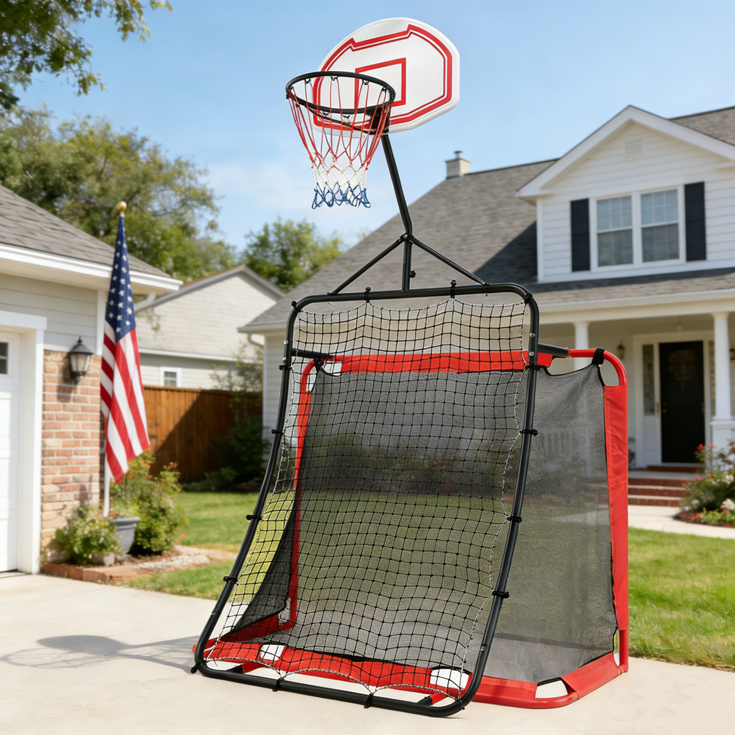 Baseball Softball Practice Net, Kids Soccer Goals for Backyard Set, Outdoor Basketball Hoop, Portable Pop Up Soccer Net, Baseball Accessories, 3 in 1 Sports Center, Birthday Gifts for Boys & Girls