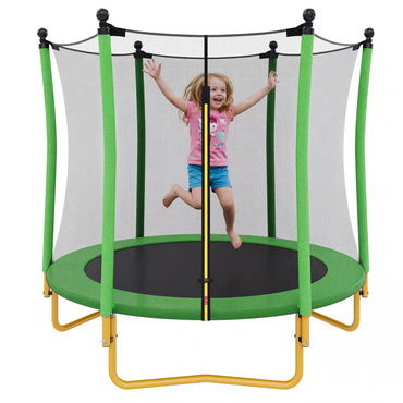 5.5FT Kids Trampoline with Basketball Hoop, SEGMART Upgraded Indoor Toddler Trampoline with Enclosure for Kids, Outdoor Round Small Trampoline with Basketball, Gift for Boys Girls