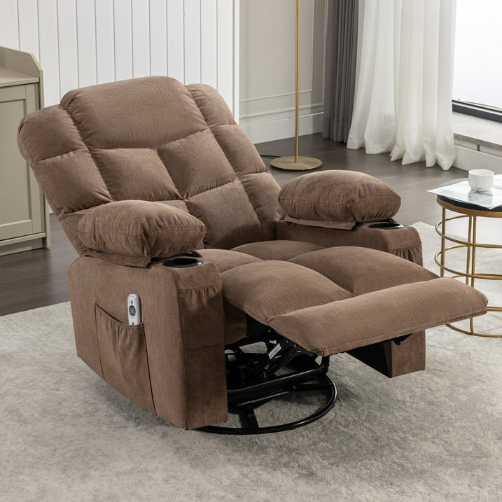 Lift Recliner Chair for Elderly and Disabled, Modern Living Room Electric Power with 3 Positions Lift, Remote Control and Storage Pockets, Ergonomic Plush Velvet Single Sofa Lounge, Brown, SS441