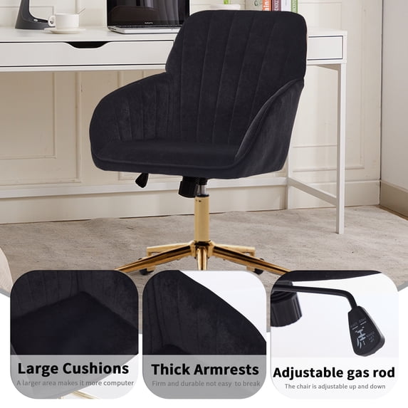 Office Chair with Memory Foam,Adjustable Swivel Desk Chair, Velvet Upholstered, Supportive Backrest for Home Office & Bedroom