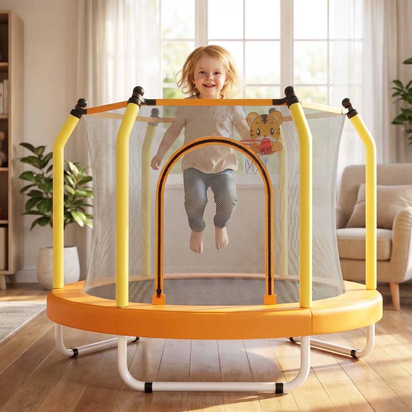 55'' Toddler Trampoline for Kids, SEGMART Kids Trampoline with Enclosure Net, Indoor Outdoor Mini Small Trampoline with Water Drawing Mat, Birthday Gifts for Boys and Girls Age 3+, 220LBS Capacity