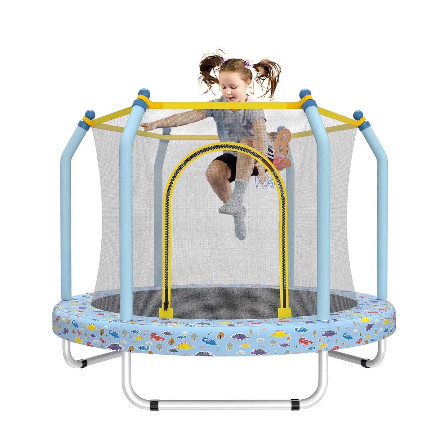 Toddler Trampoline with Basketball, Indoor Outdoor Kids Trampoline with Basketball Hoop, Small Round Trampoline for Boys Girls