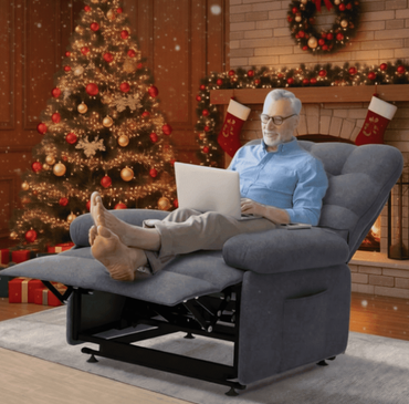 Segmart Home Fabric Recliner Reclining Chair with Remote Control, Heavy Duty 300lbs Antiskid Chenille Fabric for Elderly, 2 Motors Modern Sofa Home Theater Seating for Living Room Bedroom, Gray