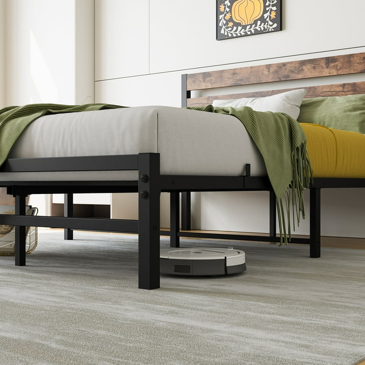 Full Size Bed Frame-Classic Metal Platform Bed Frame,Mattress Foundation with Steel Slat Support,Under Foundation Storage, No Box Spring Needed, Easy Assembly, Max Weight 400 lbs, Brown