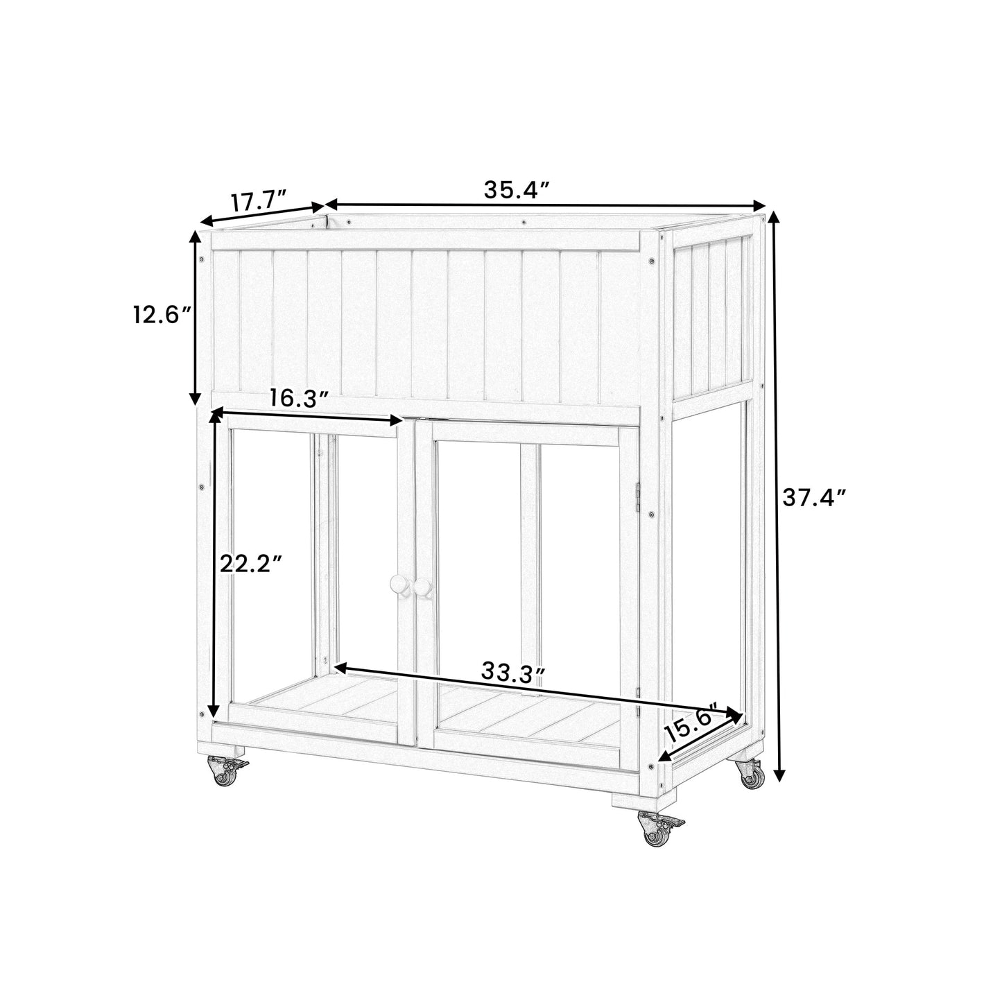 Segmart Mini Wood Cold Frame with 2 Doors,35.4''x17.7''x37.4'' White Raised Garden Greenhouse with Removable Wheels for Outdoor/Indoor Plants