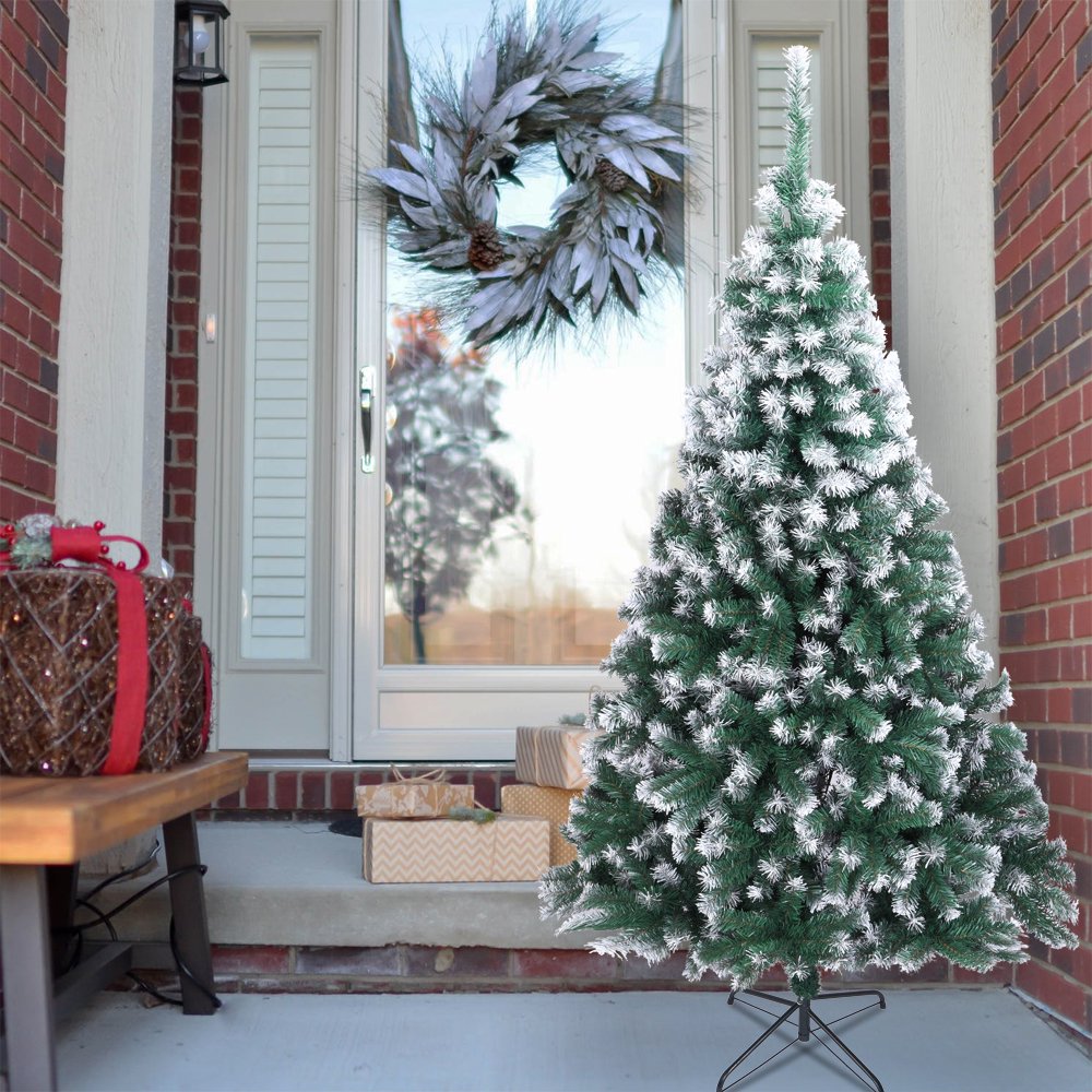 7ft Fir Christmas Xmas Tree, Premium Realistic Snow Fir Artificial Christmas Tree 870 Tips, Christmas Tree w/Metal Stand, Easy Assembly, Decorations for Home, Festival, SS1621