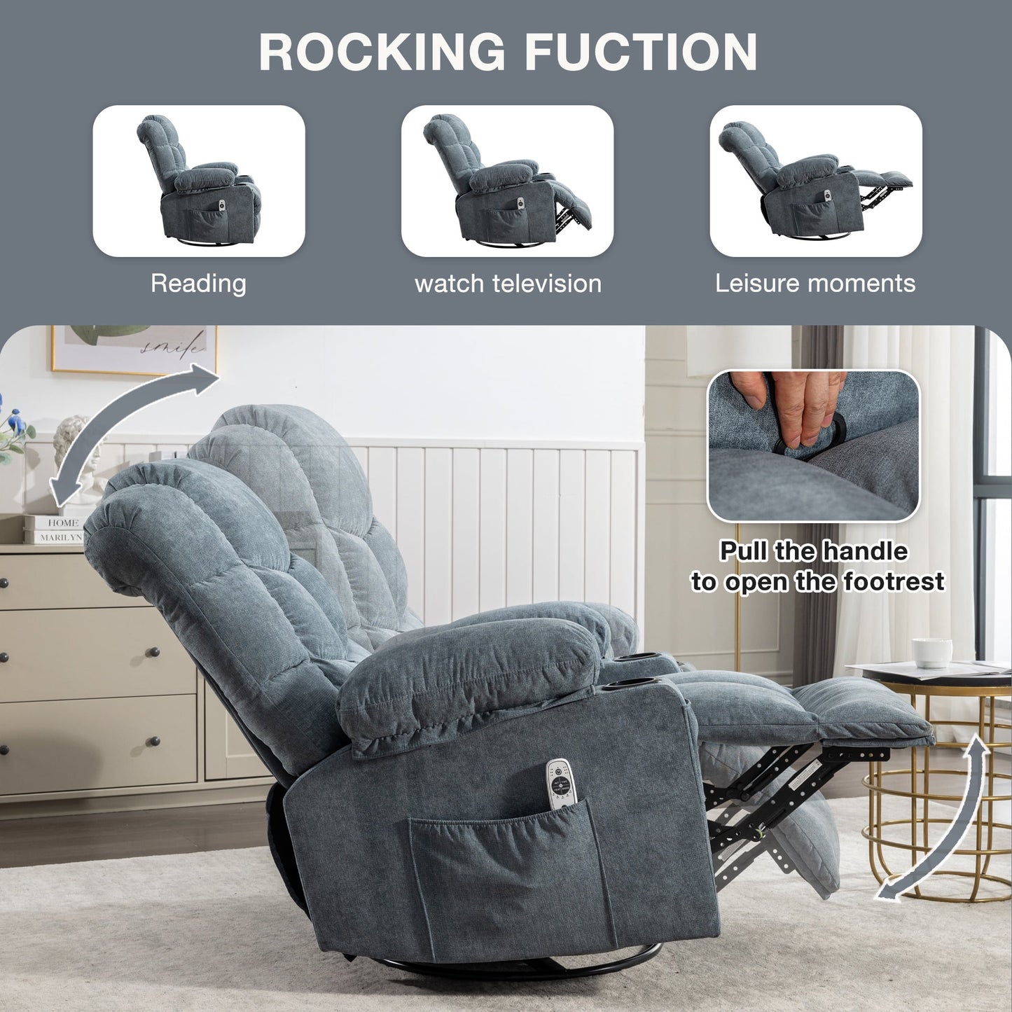 Lift Recliner Chair for Elderly and Disabled, Modern Living Room Electric Power with 4 Positions Lift, Remote Control and Storage Pockets, Ergonomic Plush Velvet Single Sofa Lounge, Grey, SS1815