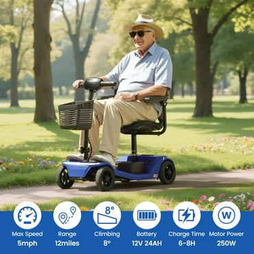 Segmart 4 Wheel Mobility Scooters for Seniors Best Gift,Electric Mobility Scooters with Control Panel,All-Terrain Power Scooter for Outdoor, 330lb Capacity, Blue