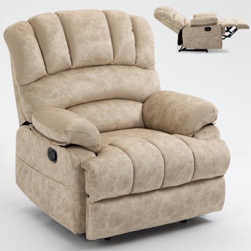 Recliner Chair for Elderly, Heavy Duty 350lbs Classic Plush Velvet Sofa Chair, Ergonomic Lounge Single Sofa with 3 Positions Lift, Plush Arms and Remote Control, Storage Pockets, Beige