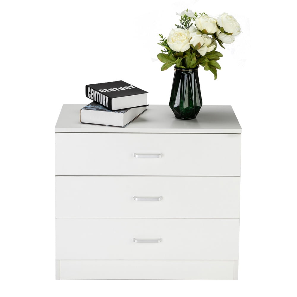 3-Drawer Drawers for Bedroom, SEGMART 26'' x 13'' x 22'' Classic Simple Bedroom Furniture Chest Cabinet with Metal Handles, Durable MDF Wood 3-Drawer Dresser for Closet to Storing Clothes, S7934