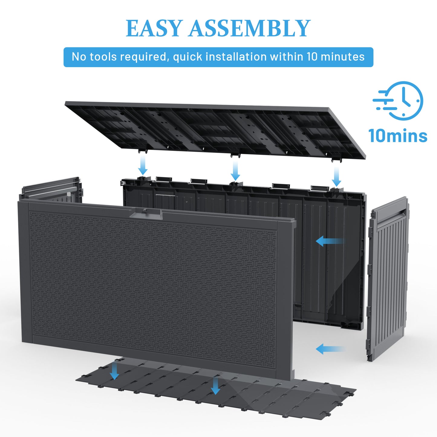 90 Gallon Outdoor Storage Box, Multi-function Deck Box for Organization & Storage, And As a Bench, Waterproof Outdoor Storage Container for Patio Cushions, Gardening Tools, Pool Supplies - Gray