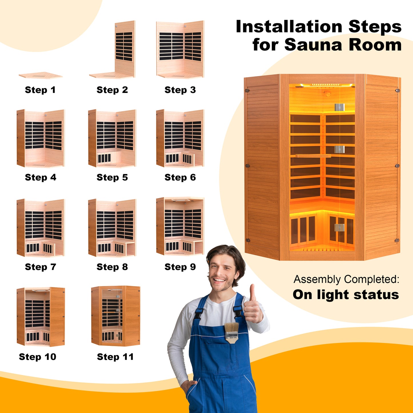 Segmart 2-3 Person Home Sauna, Far Infrared Sauna, 2180W Low EMF Infrared Hemlock Wood Sauna with Tablet Stand, Cup Holder, Bluetooth Speakers, 7 Color Ambient LED Strips & Beauty Light
