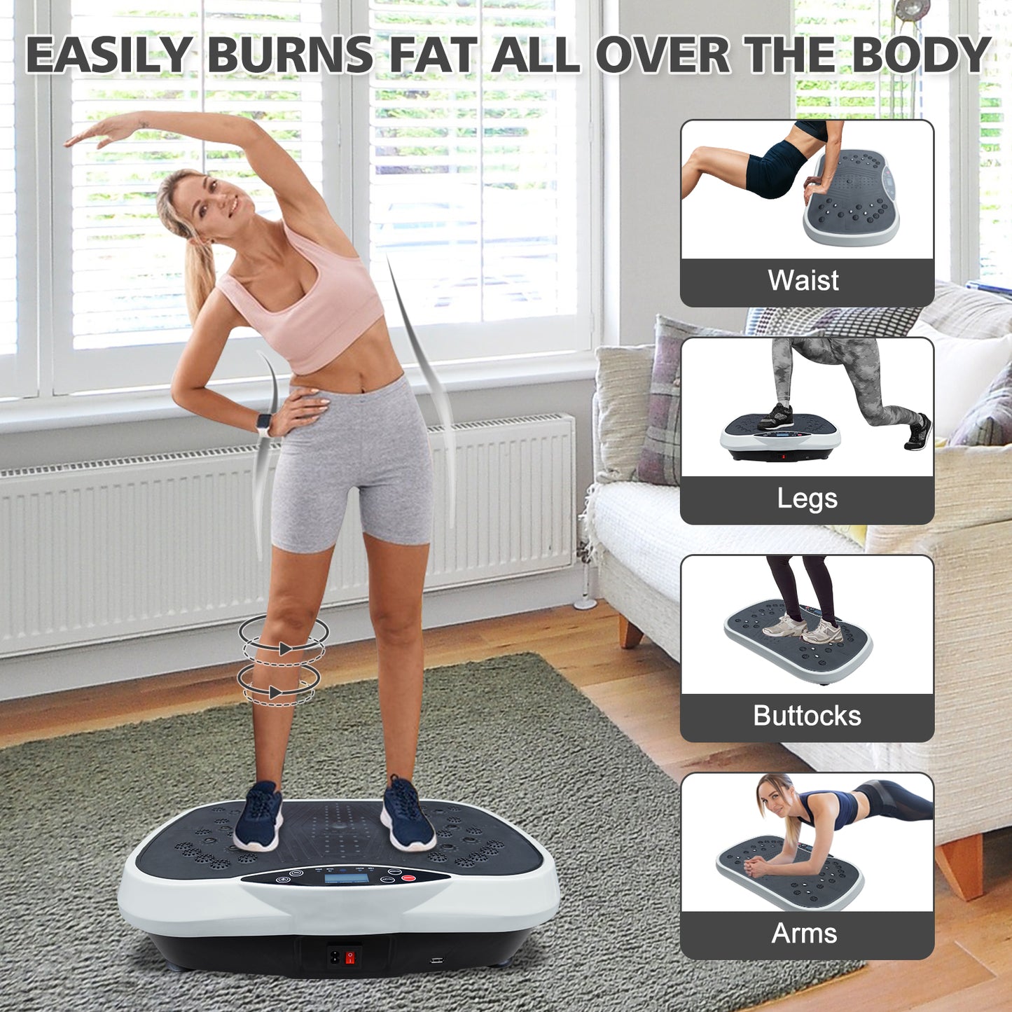 Vibrating Plate Exercise Machine for Weight Loss, Vibration Plate Platform for Lymphatic Drainage, Adjustable Speeds Power Shaping Vibrating Plate for Weight Loss, Whole Body Workout Vibration Plate