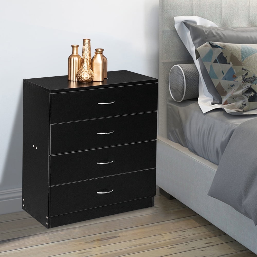 Segmart Black 4 Drawer Nightstand Dresser, Adults Wood Storage Entryway Cabinet for Home