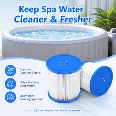 Segmart Hot Tub Filter Cartridge, 4 Pack Replacement Spa Filters Compatible with All Segmart Built-in Pump Inflatable Hot Tubs, Easy-Clean Pool Filter Cartridges for Cleaner Spa Water