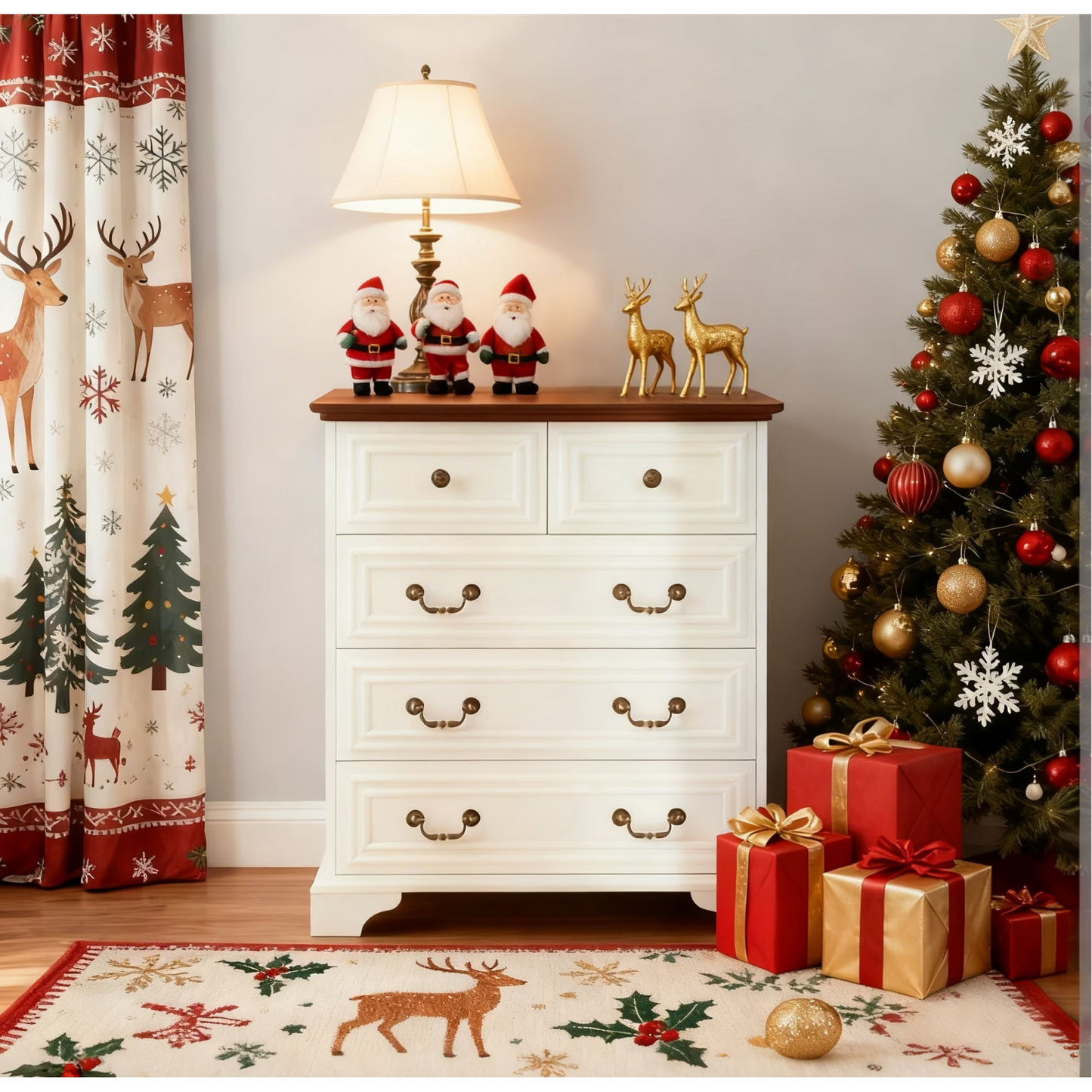 Enyopro 5 Drawer Dresser Clearence ,Modern Chest of Drawers For Bedrooms,Large-capacity Storage Cabinet, Spacious Storage Space, For Apartments, Living rooms, Offices, White