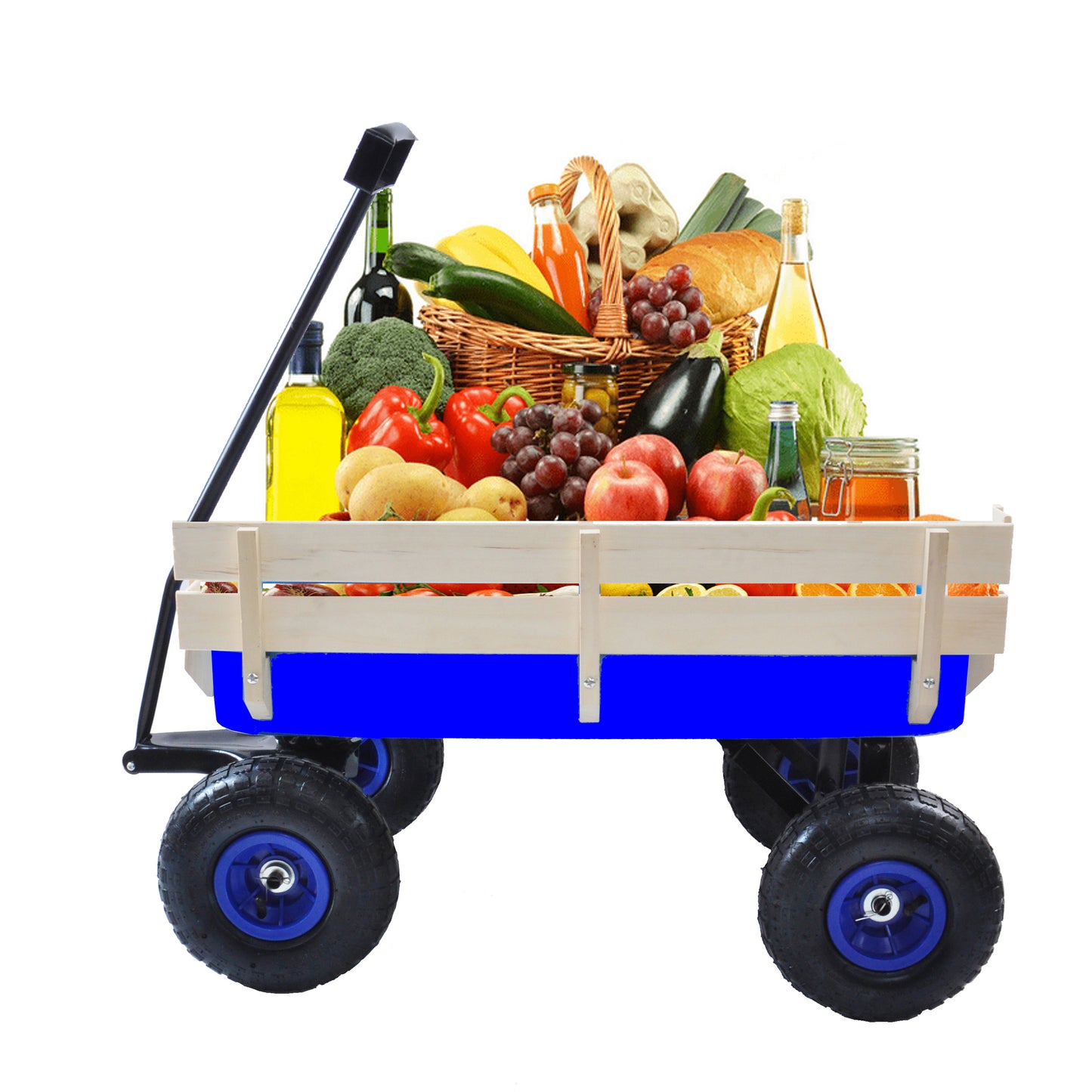 Segmart Wagon Cart for Kids, All Terrain Wagon with 200LBS Capacity, Outdoor Pull-Along Wagons with Removable Wooden Side Panels, Heavy Duty Utility Wagon with Rubber Wheels, Pink